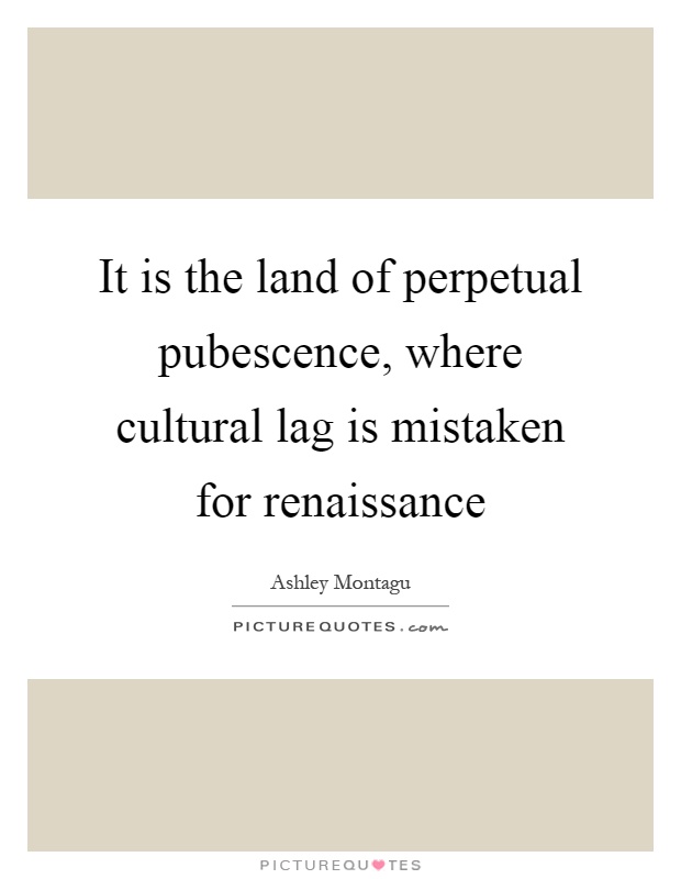It is the land of perpetual pubescence, where cultural lag is mistaken for renaissance Picture Quote #1