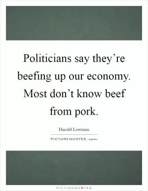 Politicians say they’re beefing up our economy. Most don’t know beef from pork Picture Quote #1