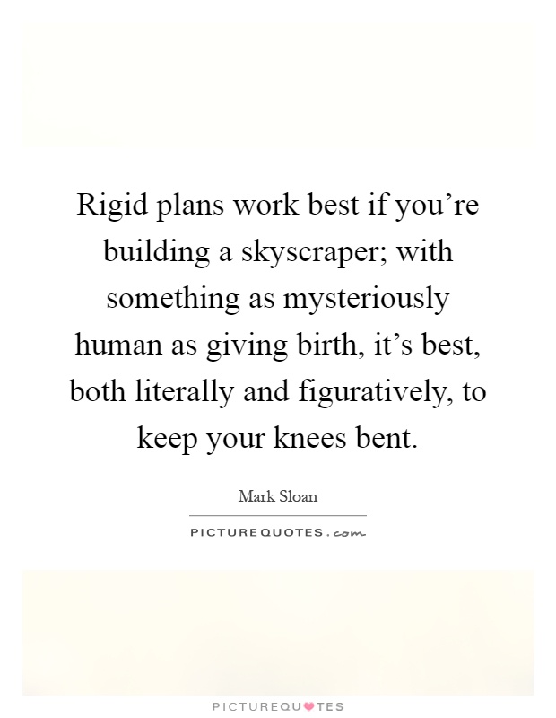 Rigid plans work best if you're building a skyscraper; with something as mysteriously human as giving birth, it's best, both literally and figuratively, to keep your knees bent Picture Quote #1