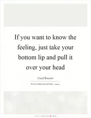 If you want to know the feeling, just take your bottom lip and pull it over your head Picture Quote #1