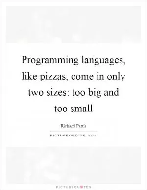 Programming languages, like pizzas, come in only two sizes: too big and too small Picture Quote #1
