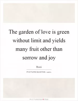 The garden of love is green without limit and yields many fruit other than sorrow and joy Picture Quote #1