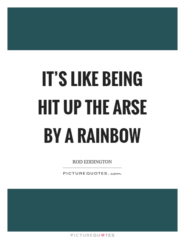 It's like being hit up the arse by a rainbow Picture Quote #1