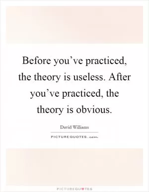Before you’ve practiced, the theory is useless. After you’ve practiced, the theory is obvious Picture Quote #1