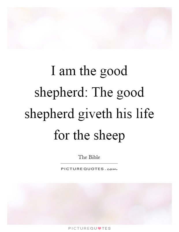 I am the good shepherd: The good shepherd giveth his life for the sheep Picture Quote #1