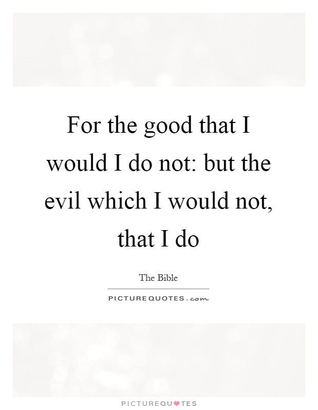 For the good that I would I do not: but the evil which I would not, that I do Picture Quote #1