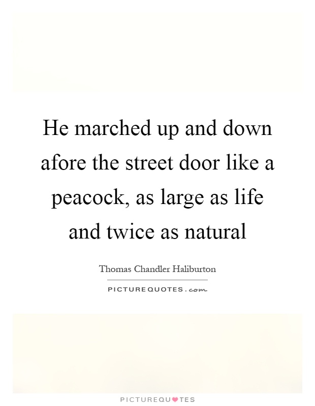 He marched up and down afore the street door like a peacock, as large as life and twice as natural Picture Quote #1
