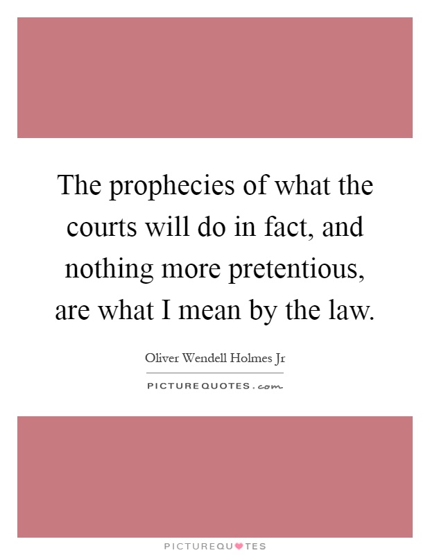 The prophecies of what the courts will do in fact, and nothing more pretentious, are what I mean by the law Picture Quote #1