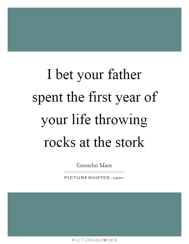 I bet your father spent the first year of your life throwing rocks at the stork Picture Quote #1