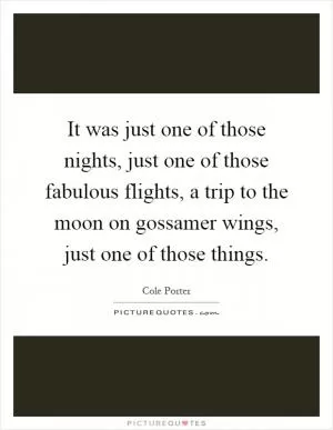 It was just one of those nights, just one of those fabulous flights, a trip to the moon on gossamer wings, just one of those things Picture Quote #1