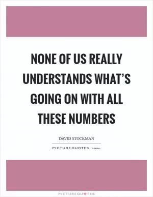 None of us really understands what’s going on with all these numbers Picture Quote #1