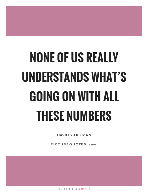None of us really understands what's going on with all these numbers Picture Quote #1