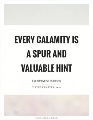 Every calamity is a spur and valuable hint Picture Quote #1