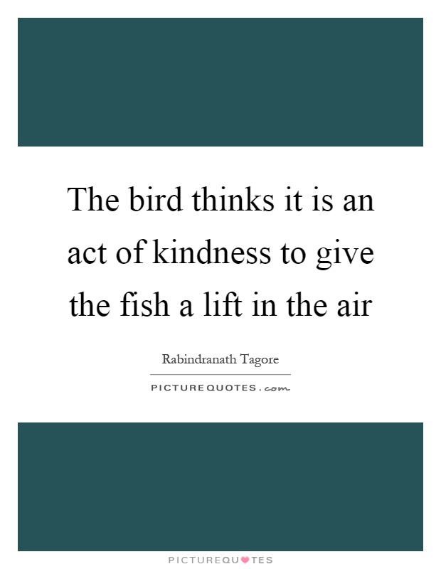 The bird thinks it is an act of kindness to give the fish a lift in the air Picture Quote #1