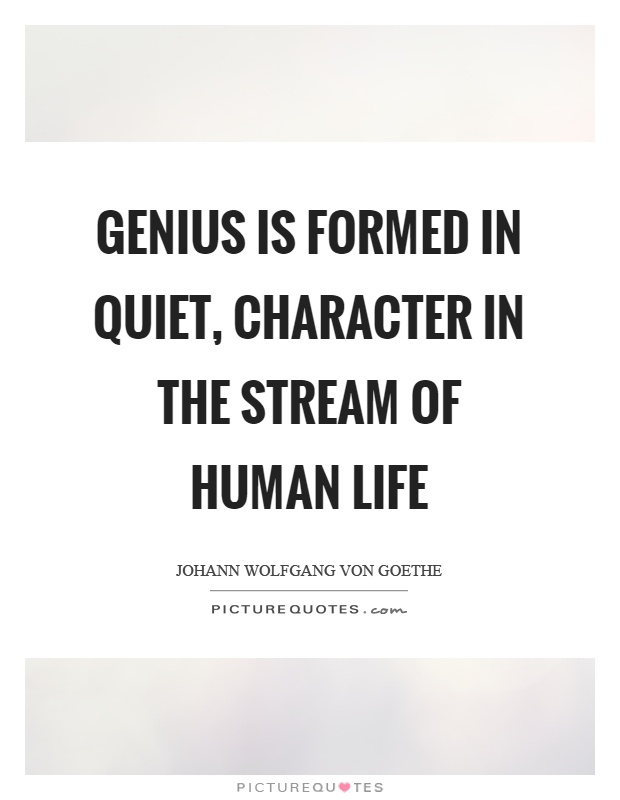 Genius is formed in quiet, character in the stream of human life Picture Quote #1
