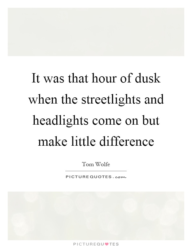 It was that hour of dusk when the streetlights and headlights come on but make little difference Picture Quote #1