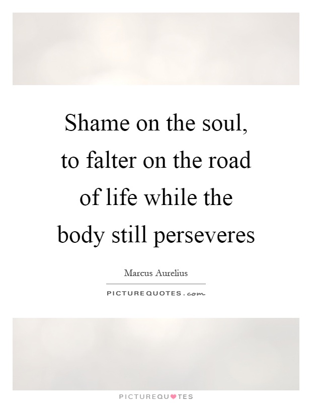 Shame on the soul, to falter on the road of life while the body still perseveres Picture Quote #1