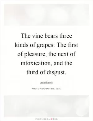 The vine bears three kinds of grapes: The first of pleasure, the next of intoxication, and the third of disgust Picture Quote #1