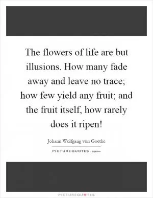 The flowers of life are but illusions. How many fade away and leave no trace; how few yield any fruit; and the fruit itself, how rarely does it ripen! Picture Quote #1