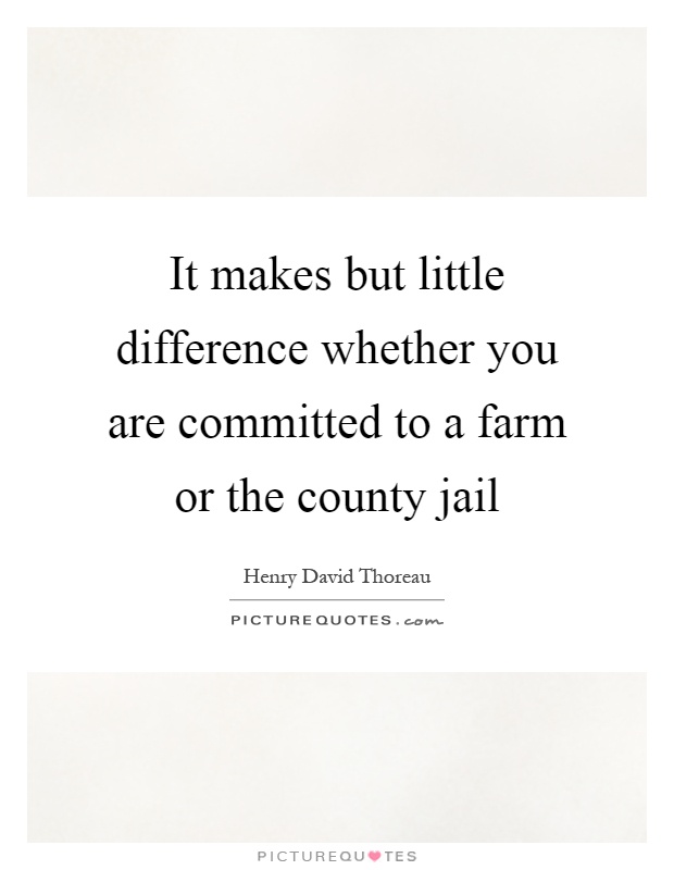 It makes but little difference whether you are committed to a farm or the county jail Picture Quote #1