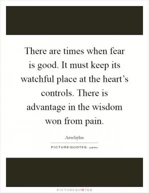 There are times when fear is good. It must keep its watchful place at the heart’s controls. There is advantage in the wisdom won from pain Picture Quote #1