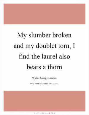 My slumber broken and my doublet torn, I find the laurel also bears a thorn Picture Quote #1