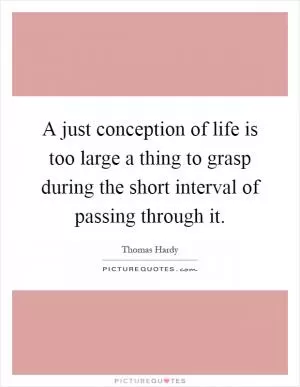 A just conception of life is too large a thing to grasp during the short interval of passing through it Picture Quote #1