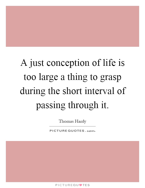 A just conception of life is too large a thing to grasp during the short interval of passing through it Picture Quote #1