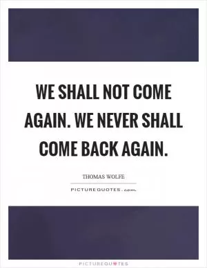 We shall not come again. We never shall come back again Picture Quote #1