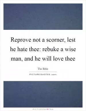 Reprove not a scorner, lest he hate thee: rebuke a wise man, and he will love thee Picture Quote #1