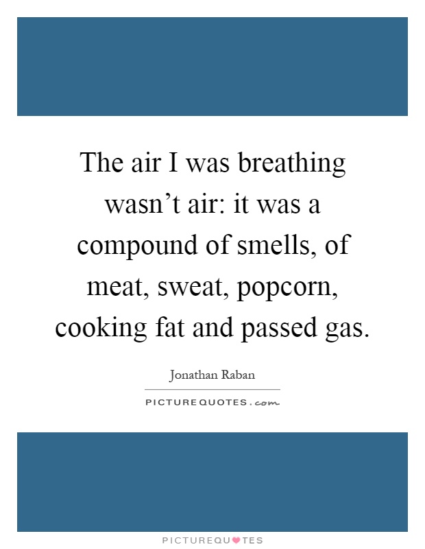 The air I was breathing wasn't air: it was a compound of smells, of meat, sweat, popcorn, cooking fat and passed gas Picture Quote #1