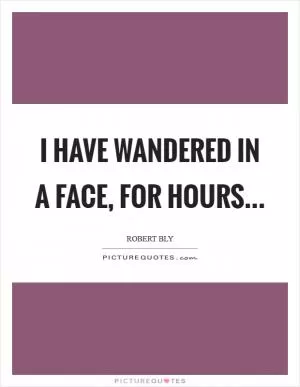 I have wandered in a face, for hours Picture Quote #1