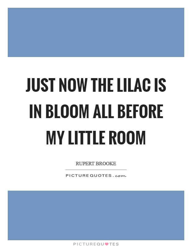 Just now the lilac is in bloom all before my little room Picture Quote #1