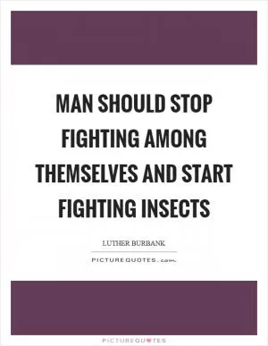 Man should stop fighting among themselves and start fighting insects Picture Quote #1