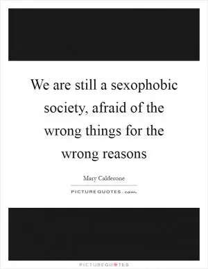 We are still a sexophobic society, afraid of the wrong things for the wrong reasons Picture Quote #1