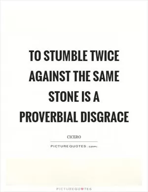 To stumble twice against the same stone is a proverbial disgrace Picture Quote #1