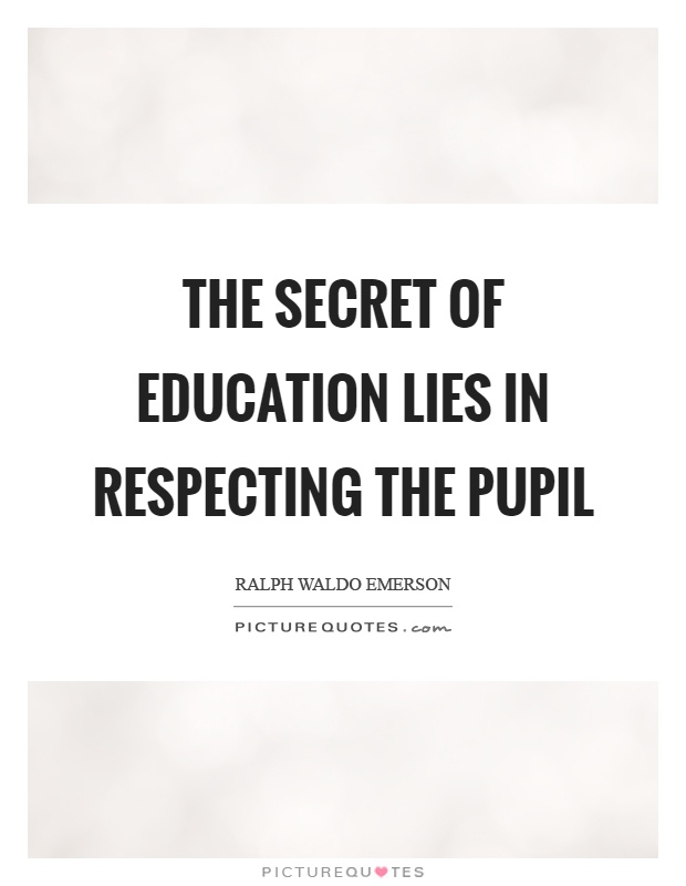 The secret of education lies in respecting the pupil Picture Quote #1