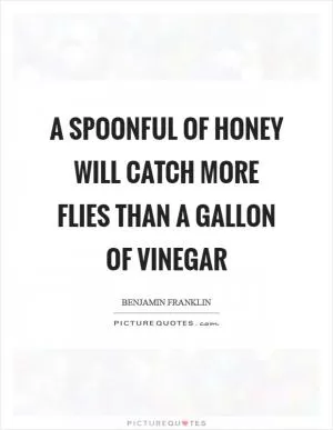 A spoonful of honey will catch more flies than a gallon of vinegar Picture Quote #1