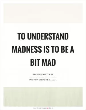 To understand madness is to be a bit mad Picture Quote #1