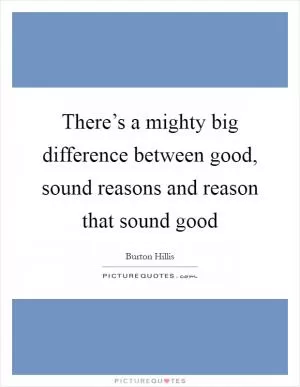 There’s a mighty big difference between good, sound reasons and reason that sound good Picture Quote #1