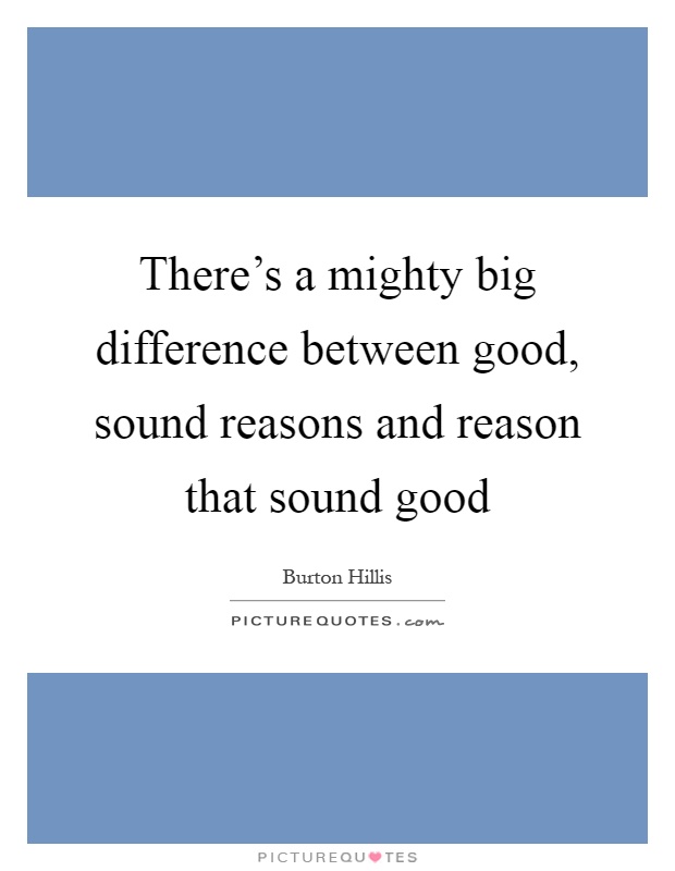 There's a mighty big difference between good, sound reasons and reason that sound good Picture Quote #1