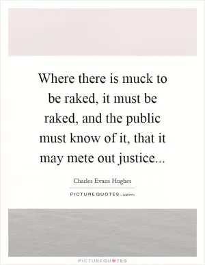 Where there is muck to be raked, it must be raked, and the public must know of it, that it may mete out justice Picture Quote #1