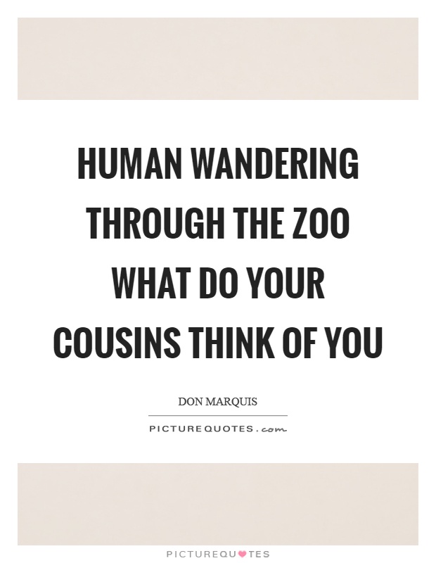 Human wandering through the zoo what do your cousins think of you Picture Quote #1