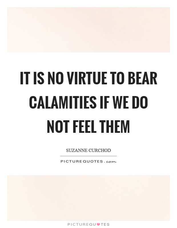 It is no virtue to bear calamities if we do not feel them Picture Quote #1