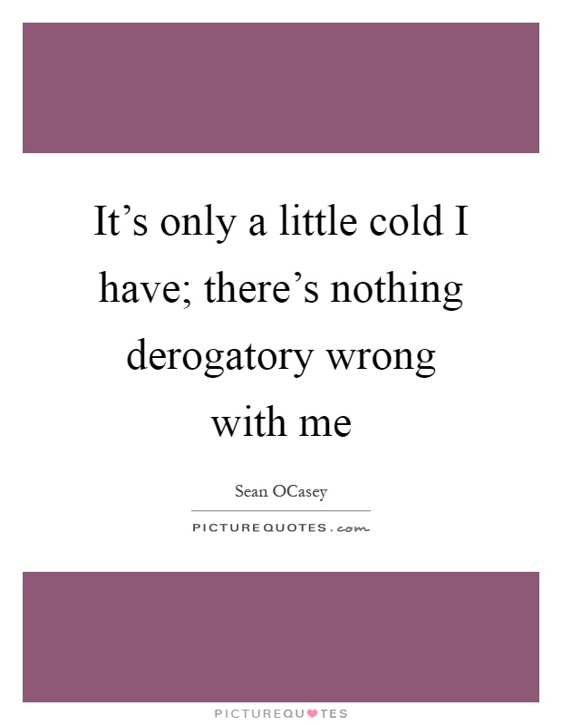 It's only a little cold I have; there's nothing derogatory wrong with me Picture Quote #1