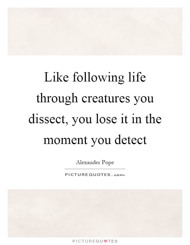 Like following life through creatures you dissect, you lose it in the moment you detect Picture Quote #1