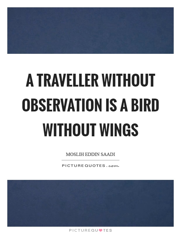 A traveller without observation is a bird without wings Picture Quote #1