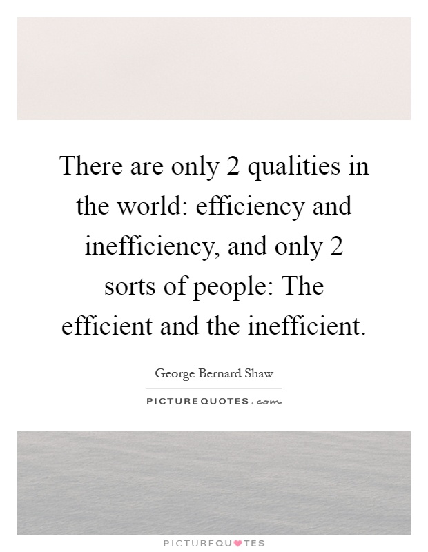 There are only 2 qualities in the world: efficiency and inefficiency, and only 2 sorts of people: The efficient and the inefficient Picture Quote #1