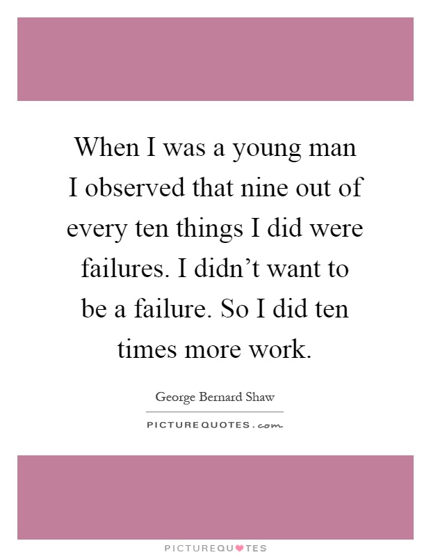 When I was a young man I observed that nine out of every ten things I did were failures. I didn't want to be a failure. So I did ten times more work Picture Quote #1