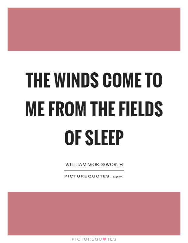 The winds come to me from the fields of sleep Picture Quote #1